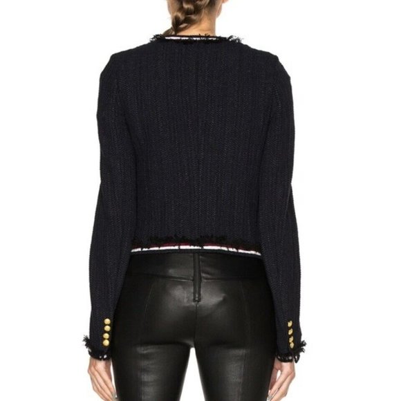 Veronica Beard Eclipse Fringe Trim Jacket Black Tweed Blazer Women’s Size 4 - Picture 3 of 15